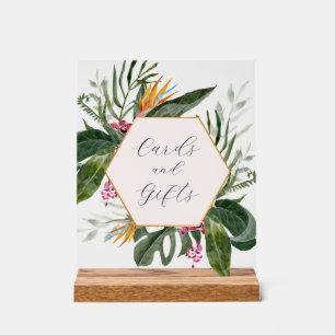 Symbole des cartes et cadeaux floraux tropicaux