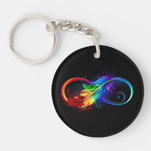Symbole d'infini avec plume arc-en-ciel