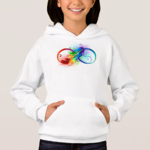 Symbole d'infini avec plume arc-en-ciel