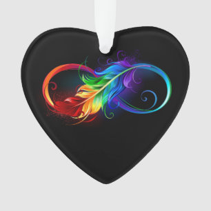 Symbole d'infini avec plume arc-en-ciel