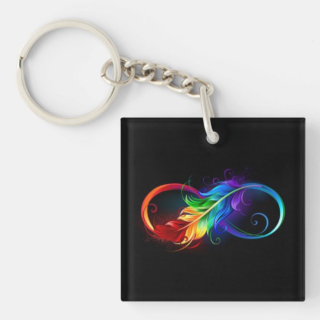 Symbole d'infini avec plume arc-en-ciel (Devant)