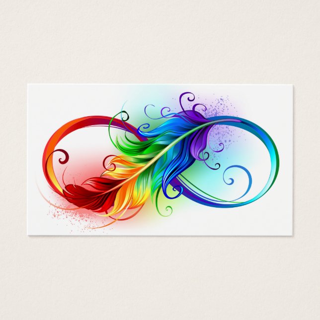 Symbole d'infini avec plume arc-en-ciel (Devant)