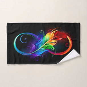 Symbole d'infini avec plume arc-en-ciel