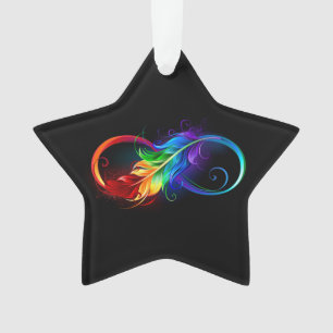 Symbole d'infini avec plume arc-en-ciel