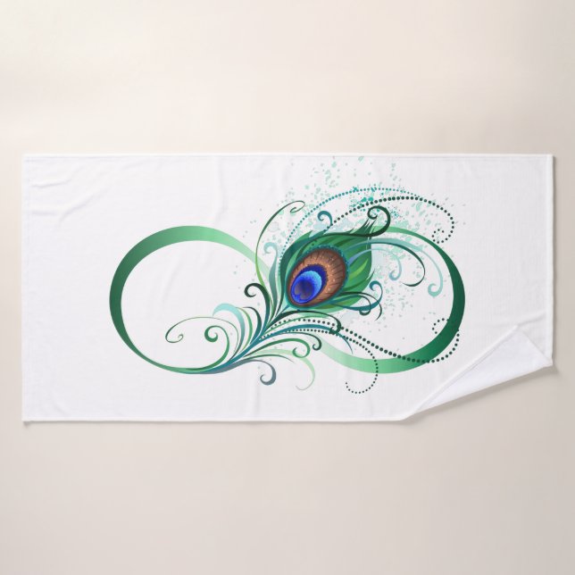 Symbole d'infini avec plume de paon (Serviette de bain)