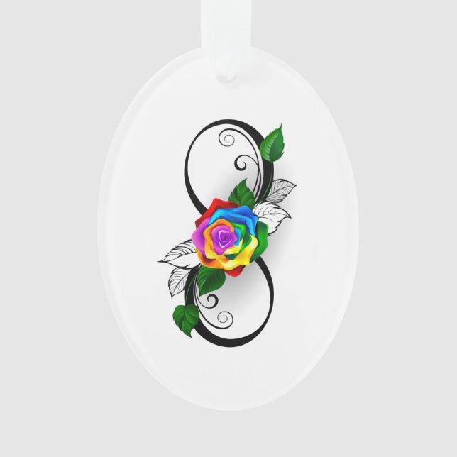 Symbole d'infini avec Rose arc-en-ciel (devant)