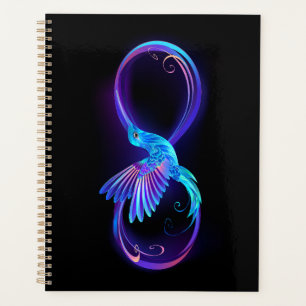 Symbole d'infini néon avec colibri brillant