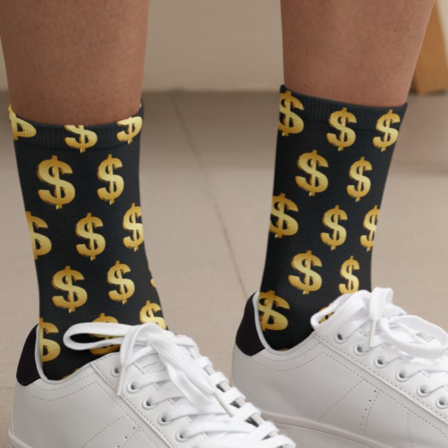 Symbole Dollar Chaussettes Gold Black (Créateur téléchargé)