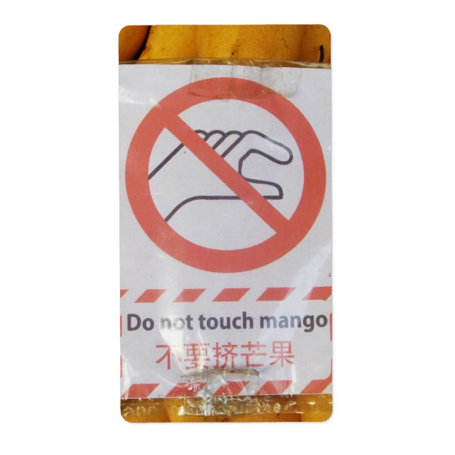 Symbole drôle 'Ne touche pas la mangue' (Devant)