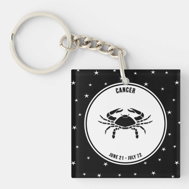 Symbole du cancer Zodiac, Porte - clé noir et blan (Devant)