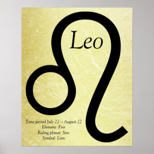 Symbole du Leo Horoscope Poster Or et Noir
