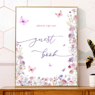 Symbole du livre d'or du Baby shower Fleur sauvage