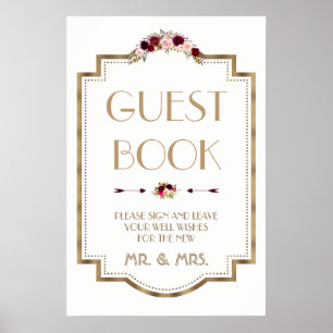 Symbole du livre d'or Mariage de automne Floral Ma