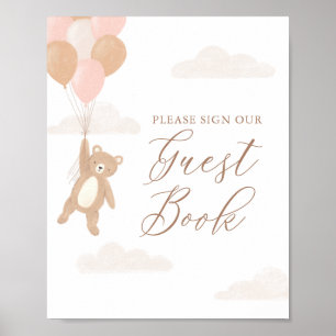 Symbole du livre d'or Teddy Bear Girl Baby shower