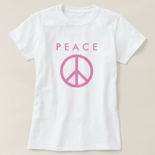 Symbole du signe de paix rose sur t-shirt blanc po