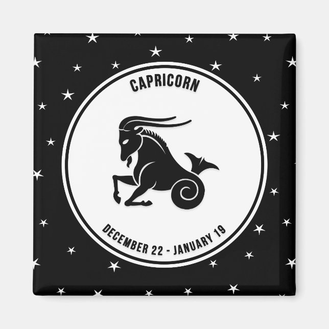 Symbole du zio de Capricorne, aimant noir et blanc (Devant)