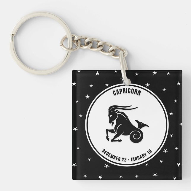 Symbole du Zodiaque de Capricorne, Porte - clé noi (Devant)