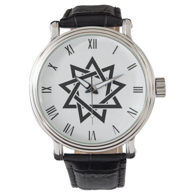 Symbole étoile noir Bahai neuf pointes Montre (devant)