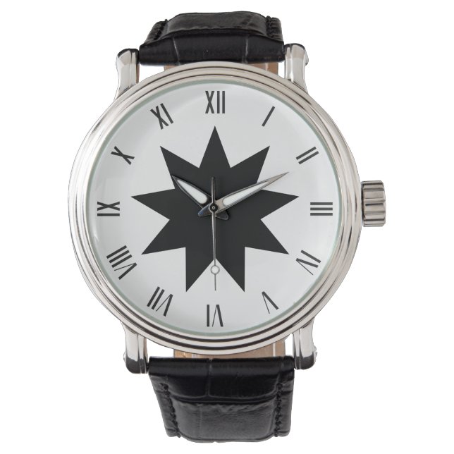 Symbole étoile noir Bahai neuf pointes Montre (devant)
