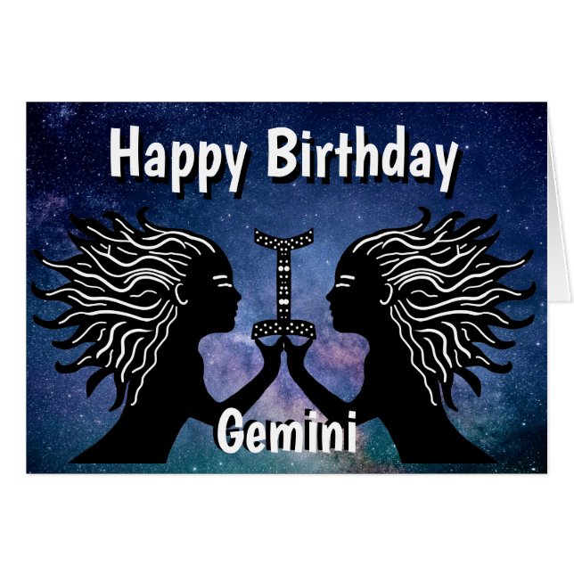 Symbole Gemini Joyeux anniversaire Horoscope Zodia (Devant horizontal)