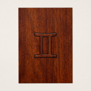 Symbole Gemini Zodiac sur l'acajou comme décor