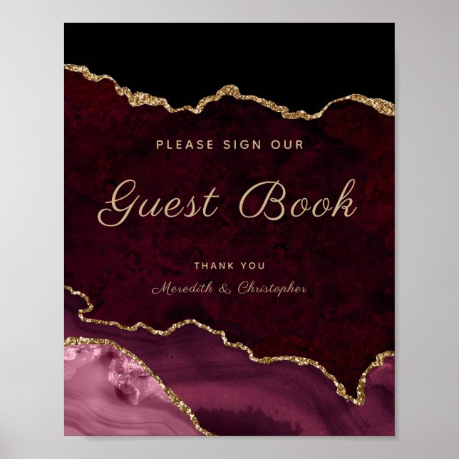 Symbole Gold Burgundy Agate Livre d'or Poster Mari (Devant)