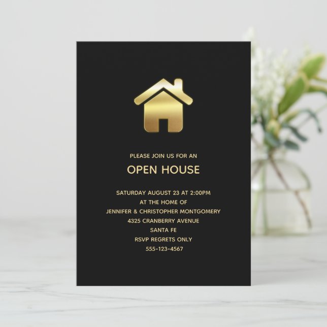 Symbole Gold House Open House Invitation (Debout devant)