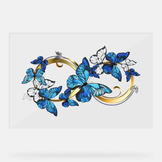 Symbole infini de papillons Morpho bleus (Recto)
