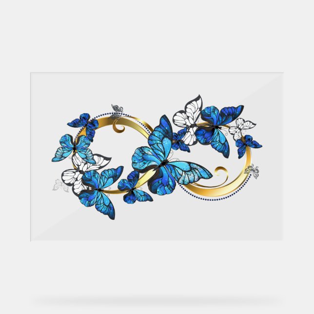Symbole infini de papillons Morpho bleus (Recto)