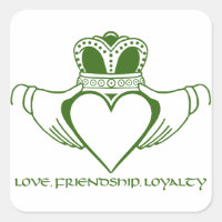Symbole irlandais Claddagh autocollant carré
