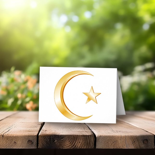 Symbole Islam Carte de voeux pliée (Islam Symbol Folded Greeting Card. Crescent moon, star, symbol of Islam. Customize with your text.)