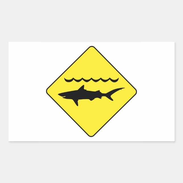 Symbole jaune "avertissement requins" autocollant  (Devant)