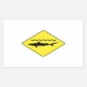 Symbole jaune "avertissement requins" autocollant 