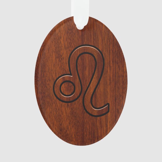 Symbole Leo Zodiac en bois de mahogany (devant)