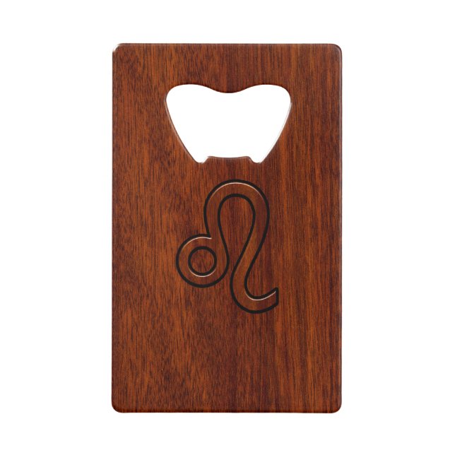 Symbole Leo Zodiac en bois de mahogany (Devant)