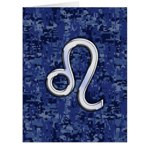 Symbole Leo Zodiac sur la Camo numérique bleu mari