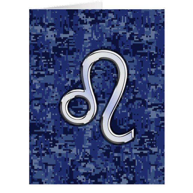 Symbole Leo Zodiac sur la Camo numérique bleu mari (Devant)