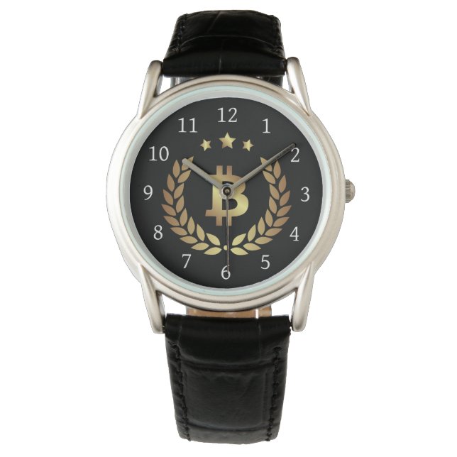 Symbole Logo Bitcoin Crypto Montre Monétaire Wrist (devant)