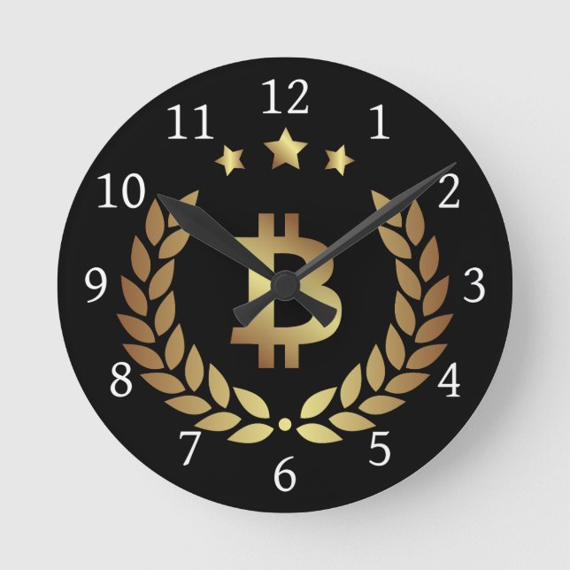 Symbole logo Bitcoin Crypto pièce Crest Horloge mu (Recto)
