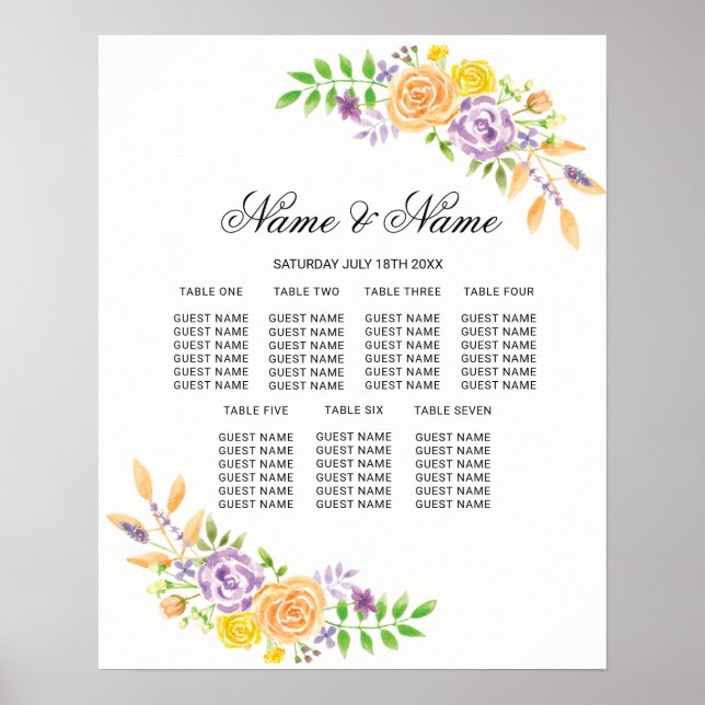 Symbole mariage Poster Siège Fleuri Violet (Devant)