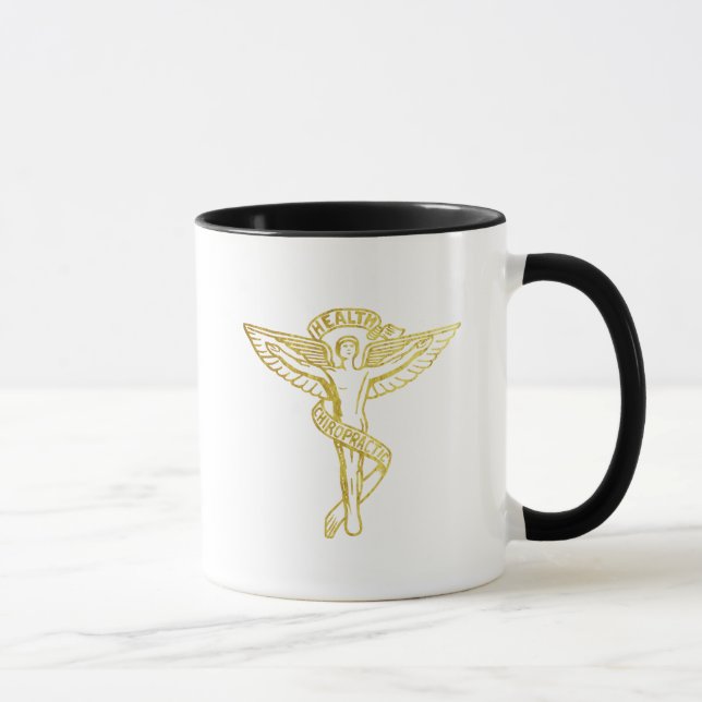 Symbole MÉDIAL Chiropratique Gold Outline Mug (Droite)