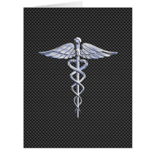 Symbole Médicale Chrome Caduceus Fibre de carbone 