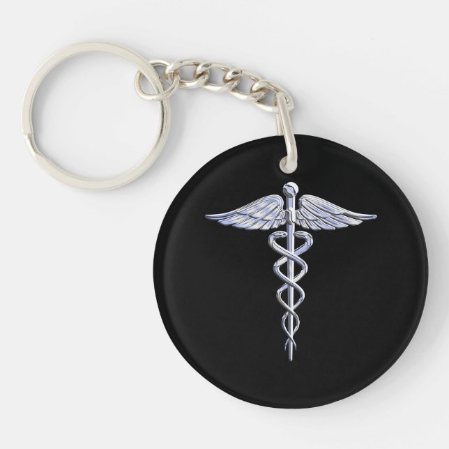 Symbole Médicale de caducée sur le noir (Devant)