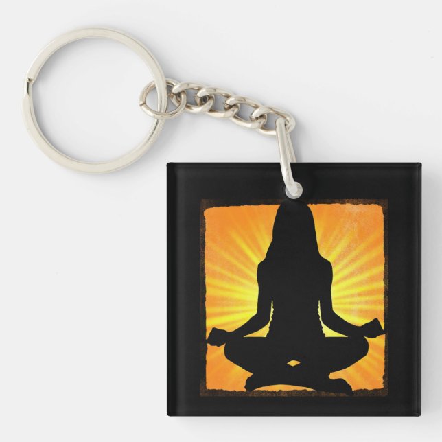 Symbole Om de la femme Méditer Porte - clé Yoga (Devant)