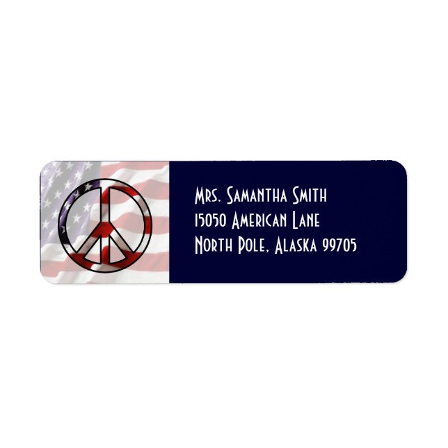 SYMBOLE Patriotique DE LA PAIX Étiquette de adress (Devant)