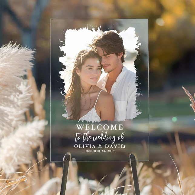 Symbole photo de bienvenue du Mariage Boho moderne (Bohemian Transparent Acryl Wedding Welcome Photo Sign)