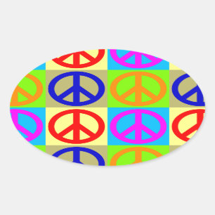 Symbole Pop Art Peace Sticker Oval