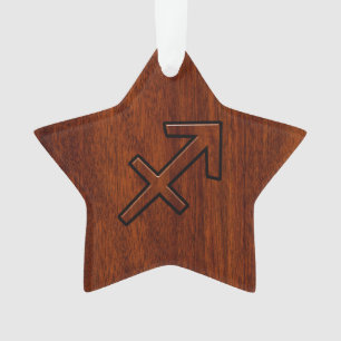 Symbole Sagittarius Zodiac sur la décoration en bo