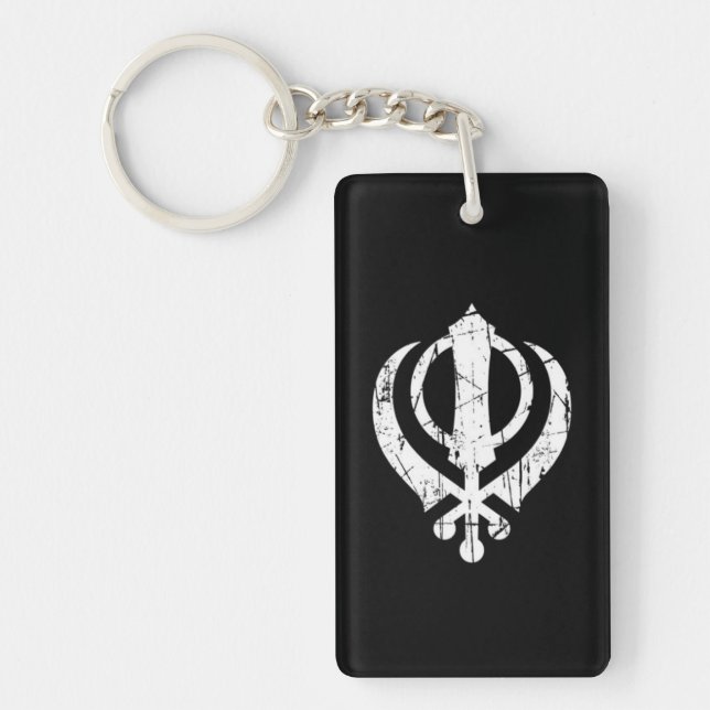 Symbole sikh blanc rayé de Khanda sur le noir (Devant)