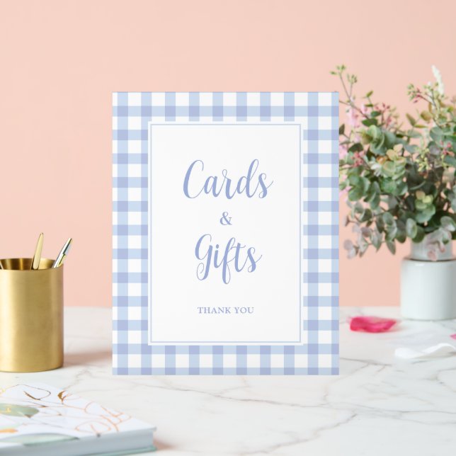 Symbole simple Elegant Blue En vichy Cartes et Cad (Mariage)